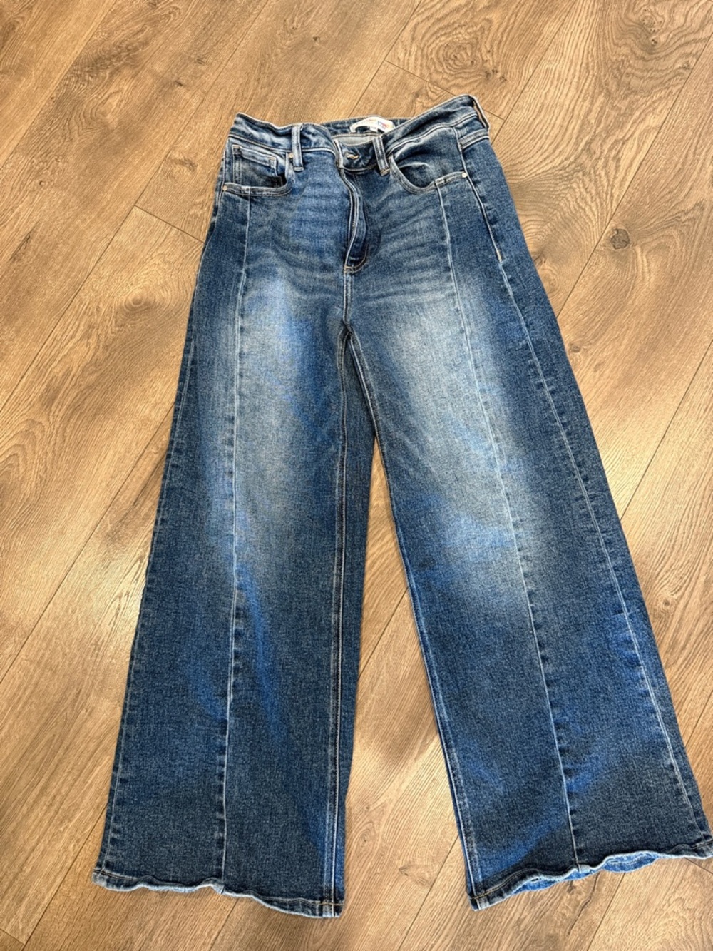 High-Rise Wide Leg Women's Jeans in Medium Blue, tummy control